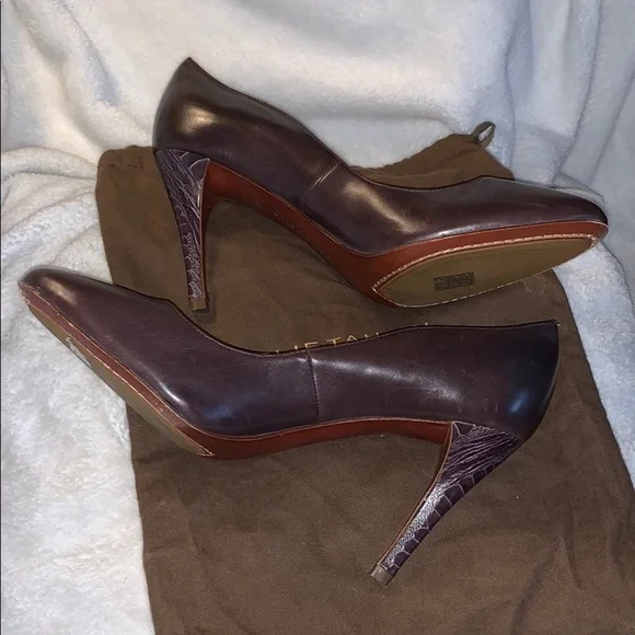 Rare Find!!! Ellie Tahari Eur Sz 40 Choc Bwn Heels - Picture 6 of 11